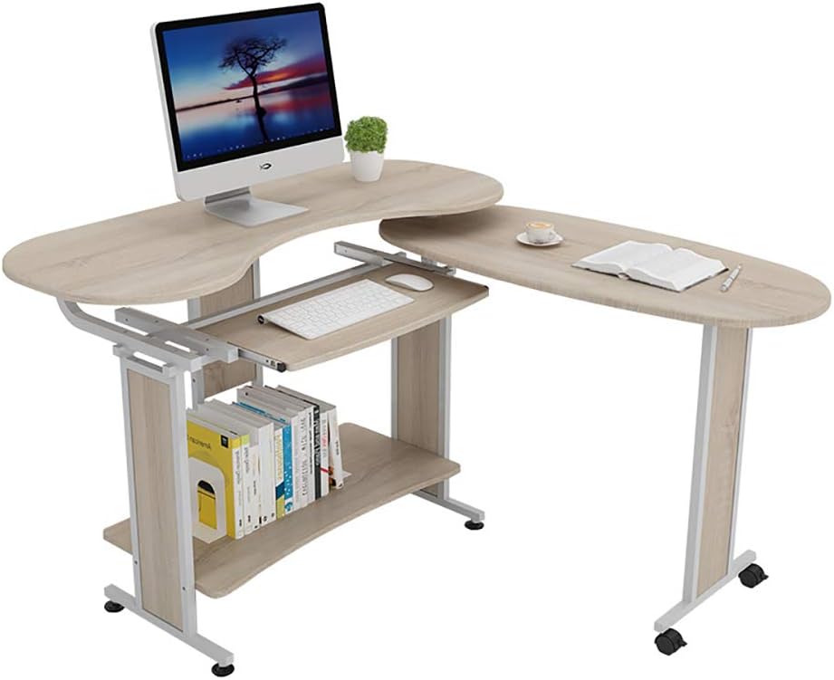 scrivania ad angolo per l'ufficio a casa con vassoio per tastiera