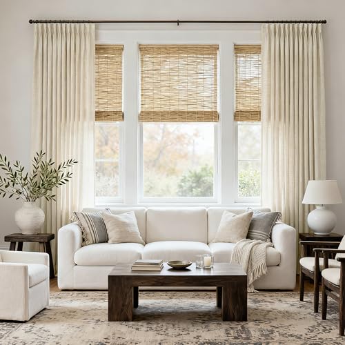 Beige Semi Sheer Linen Curtains 78 Inches Long for Living Room Light Filtering Boho Farmhouse Country Window Treatments Pinch Pleated Neutral Drapes with Hooks for Bedroom 2 Panels Set 40x78 by Jolilight - Used condition - Image 6