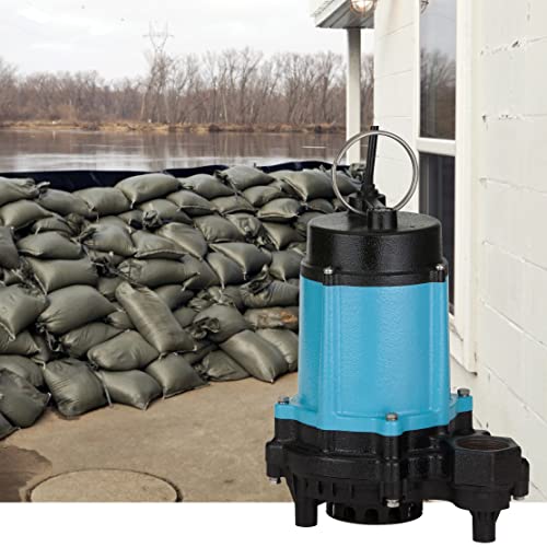 Image of Little Giant 10EC-CIM 115-Volt, 1 /2 HP, 4020 GPH Manual Cast Iron Sump /Effluent /Emergency Pump with Polypropylene base (no switch), 20-ft. cord, Blue, 510800