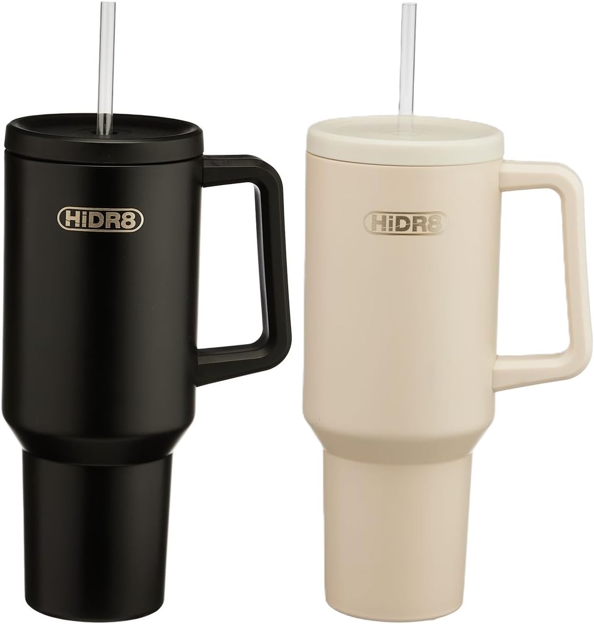 HiDR8 40oz Tumbler With Handle Stainless Steel Insulated Water Bottle (Cold 24hr Hot 8hr) | Secure Straw Lid (2, Mix)