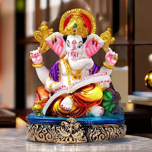 Ganesha Idol for Home Temple, Large 10 inch Ganpati Murti for House Entrance, Auspicious Vinayak Resin Statue for Home, Living Room, Office Desk, Gifting (Golden) — photo — 9 of 9