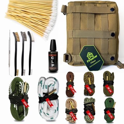 Basics Bore Gun Cleaning Kit with Bore Cleaner, 100 Cotton Swabs & Compact Storage Box - Universal Fit for Firearm Maintenance (.22/9mm/.30/.45/.17/.270/12GA/20GA)