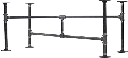 Miniatura 12 de PIPE DECOR Juego de patas de mesa auxiliar, kit de base de mesa auxiliar industrial rústica, tubos y accesorios ásperos gris oscuro, construcción