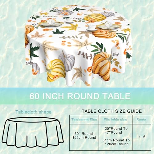Hello-Fall-Thanksgiving-Round-Tablecloth-60-inchPumpkins-Flowers-Circle-Table-Cloth-Polyester-Waterproof-Stain-Wrinkle-Free-Table-Cover-for-Home-Kitchen-Dining-Party-Pinic-Patio-Outdoor-Decor Hello Fall Thanksgiving Round Tablecloth 60 inchPumpkins Flowers Circle Table Cloth Polyester Waterproof Stain Wrinkle Free Table Cover for Home Kitchen Dining Party Pinic Patio Outdoor Decor