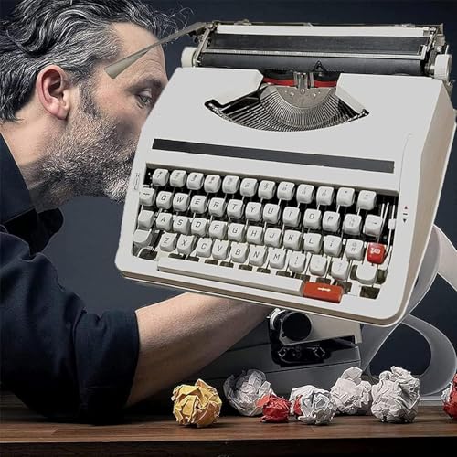 WANGYYDS Máquina De Escribir Inglesa, Máquina De Escribir Eléctrica con Corrección, Máquina De Escribir Clásica Delgada Y Duradera para Escritores, Regalo De Colección Retro Literaria,White