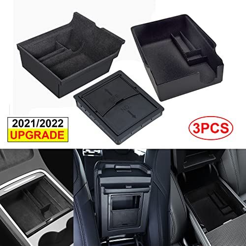 Luumtee 3PCS Center Console Organizer Tray Fit for Latest 2021 2022 Tesla Model 3/Y Armrest Hidden Cubby Drawer Storage Box with Coin and Sunglass Holder Interior Accessories Tray (Flocked) Luumtee 3PCS Center Console Organizer Tray Fit for Latest 2021 2022 Tesla Model 3/Y Armrest Hidden Cubby Drawer Storage Box with Coin and Sunglass Holder Interior Accessories Tray (Flocked)
