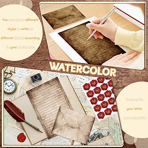 Image of Taobary 160 Pack Stationery Paper Set,Vintage,8.5 x 11 Inch | stationery paper and envelopes set,50 Double Sided Stationery Writing Papers 50 Matching Envelopes 60 Round Dot Sticker