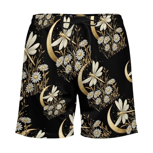 Dragonfly Floral Men's Swim Trunks Quick Dry Bathing Suit Board Shorts with Compression Liner4