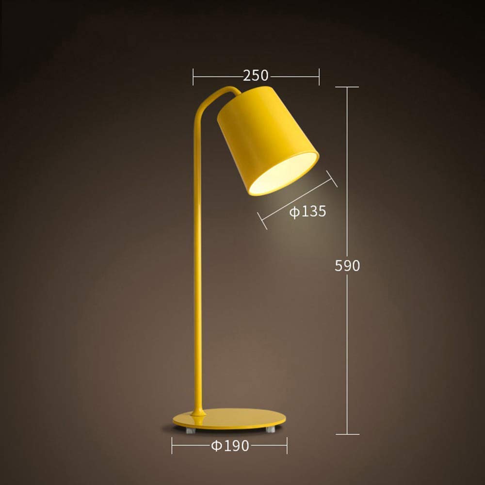 Moderne Eisen Tischlampe Gelb Augenschutz E27 Arbeitsleuchte Lernlampe Leselampe Schlafzimmer Nachttisch Lampe 19 * 25 * 59 Cm