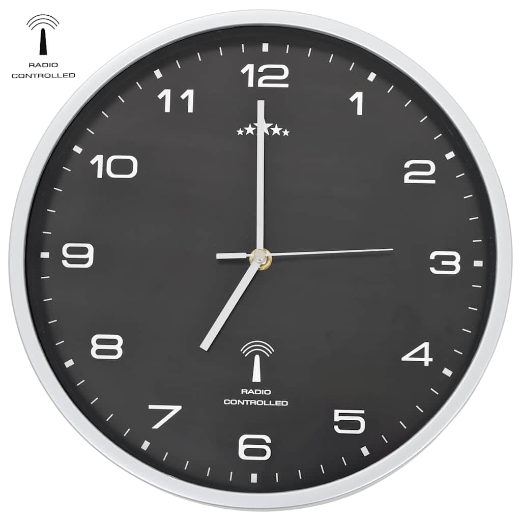 Fengshui Reloj de pared con radio, movimiento de cuarzo, 31 cm, color negro