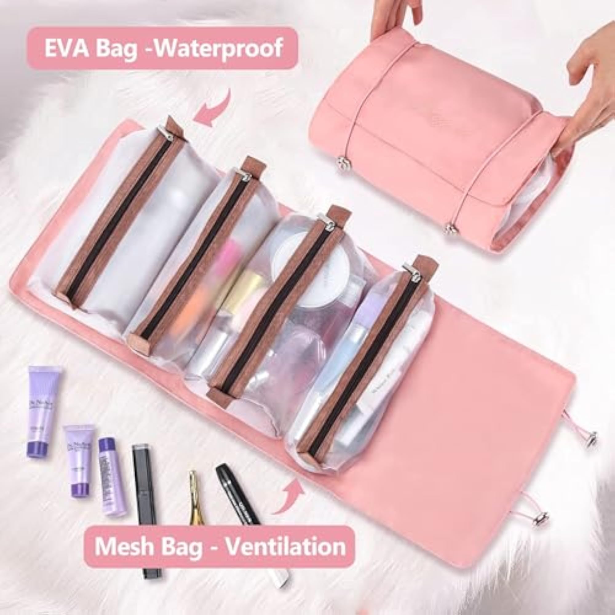 Detachable Cosmetic Bag, 4 in 1 Portable Toiletry Organizer