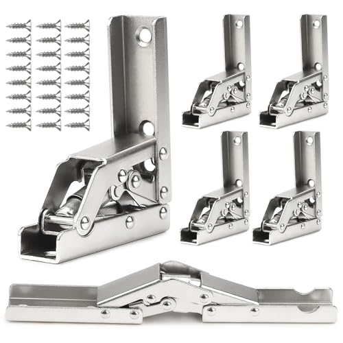 EFUTURETIME 6 dobradiças dobráveis para portas de armário com mola, dobradiças de dobradiça de dobradiça sem orifício para panela com 24 parafusos