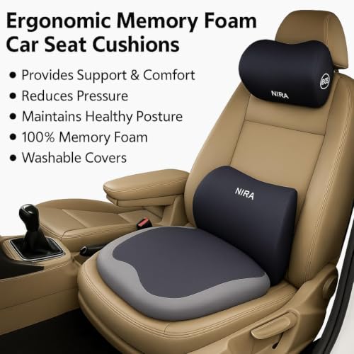 Image of Cars Necks & Lumbar Pain Relief Pillow, 100% Memory Foam Car Seat Head Rest Pillows Necks Support, Neck Pain Relief Pillows for Car & Office, car Gift, (Gray 3)