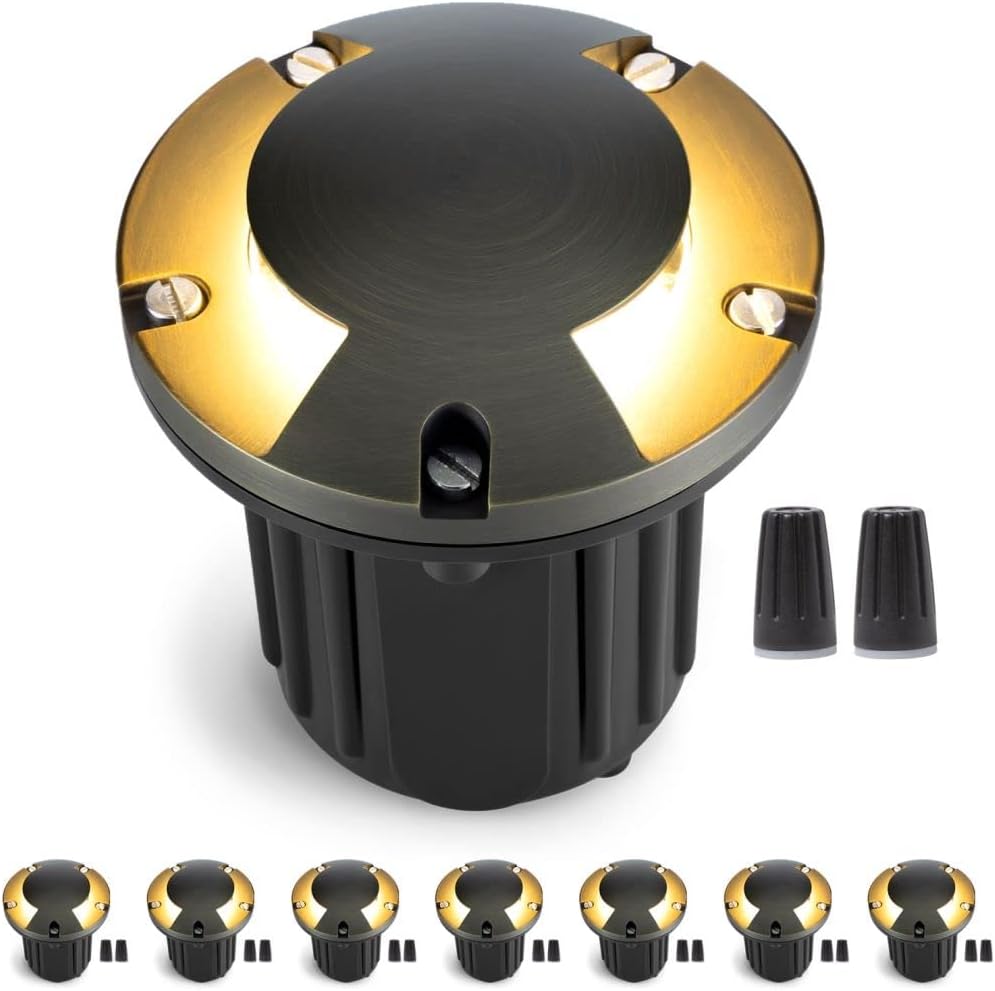 Gardenreet Brass Low Voltage Well Lights,12V LED Outdoor Landscape Lighting In Ground Lights for