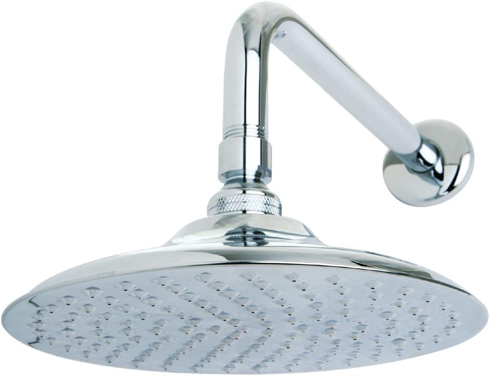 Kingston Brass K136A8CK Shower Scape 7-3/4-Inch Round Raindrop Brass Shower Head with 12-Inch Shower Arm in Brushed Nickel
