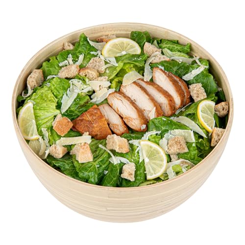 Restaurantware Bamboo Salad Bowl 1 Count 30 Oz Greaseproof Freezable Round Serving Bowl, Hot and Cold Food Friendly Handmade Bamboo Serving Utensils, Brown by Restaurantware - Used condition - Image 8