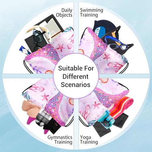 Image of Pink Scales Tail Grip Bag for Gymnast Lightweight Gymnastics Drawstring Bag Small Storage Pouch