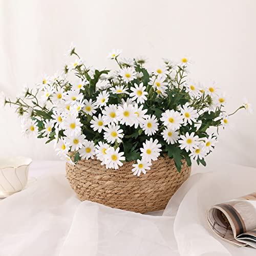 Gowwfud Artificial Daisy Flowers Fake Gerber Daisy Silk Bouquets 2 Bundles Pastoral Style For Home Garden Window Wedding Indoor Outside Decoration (White) #TOP4
