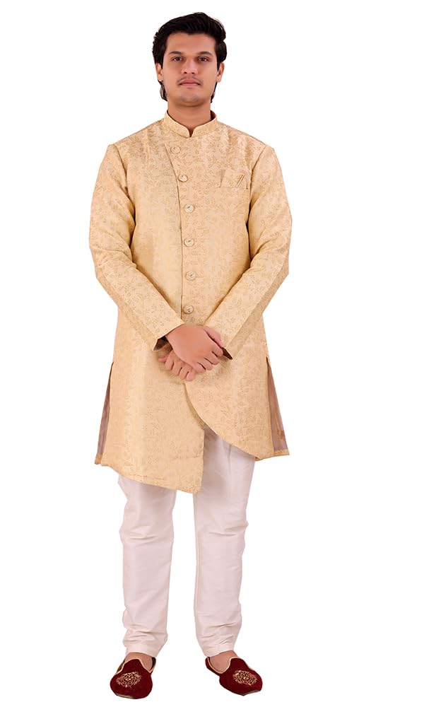 desi butik Men's Indo-Western Ethnic Wear Sherwani Pajama Set-picture-9