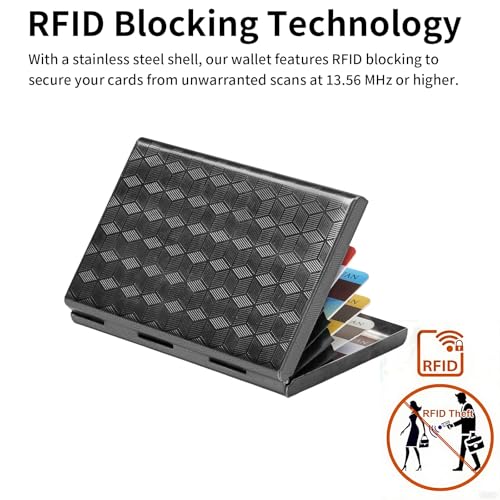 Image of Slim Credit Card Holder RFID Blocking Credit Card Stainless Steel Metal Wallet Business Card Cases with 6 Slots Men for Women