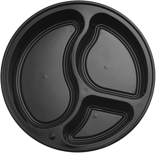 Miniatura 4 de TIYA - Contenedores de comida a granel de 45 onzas, paquete de 150 con tapas, recipientes redondos de 3 compartimentos para llevar, reutilizables,