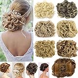 FIRSTLIKE Short Messy Curly Dish Hair Bun Extension Easy Stretch hair Combs Clip in Ponytail Extension Scrunchie Chignon Tray Ponytail Hair piece Wig Hairpieces