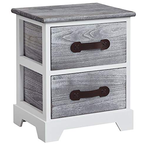 CARO-Möbel Nachttisch Salerno Nachtschrank Nachtkommode, mit 2 Schubladen in weiß grau, Shabby Chic Vintage Look