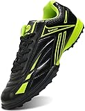 SIN0ES S803200 Fußballschuhe Unisex Kinder Kunstrasen Indoor Fussballschuhe Jungen Low Top TF Trainingsschuhe Schwarz Grün Gr.45
