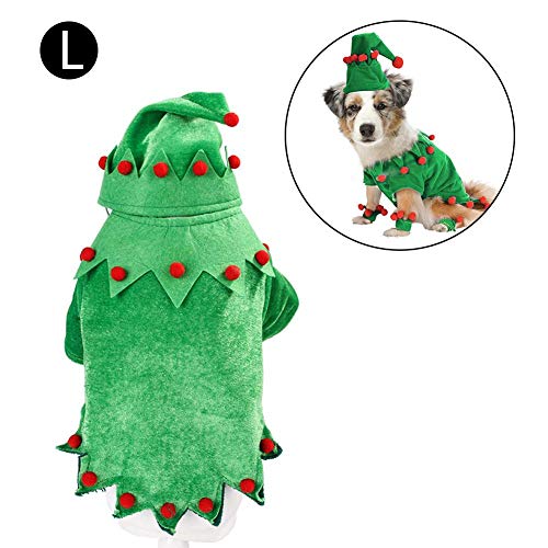 Szseven 1PC Grün Kostüm für Katzen, Weihnachtsmann umhang für Katzen Party Bekleidung für Kleine Hunde und Katzen Cosplay Kleidung, S/M/L/XL