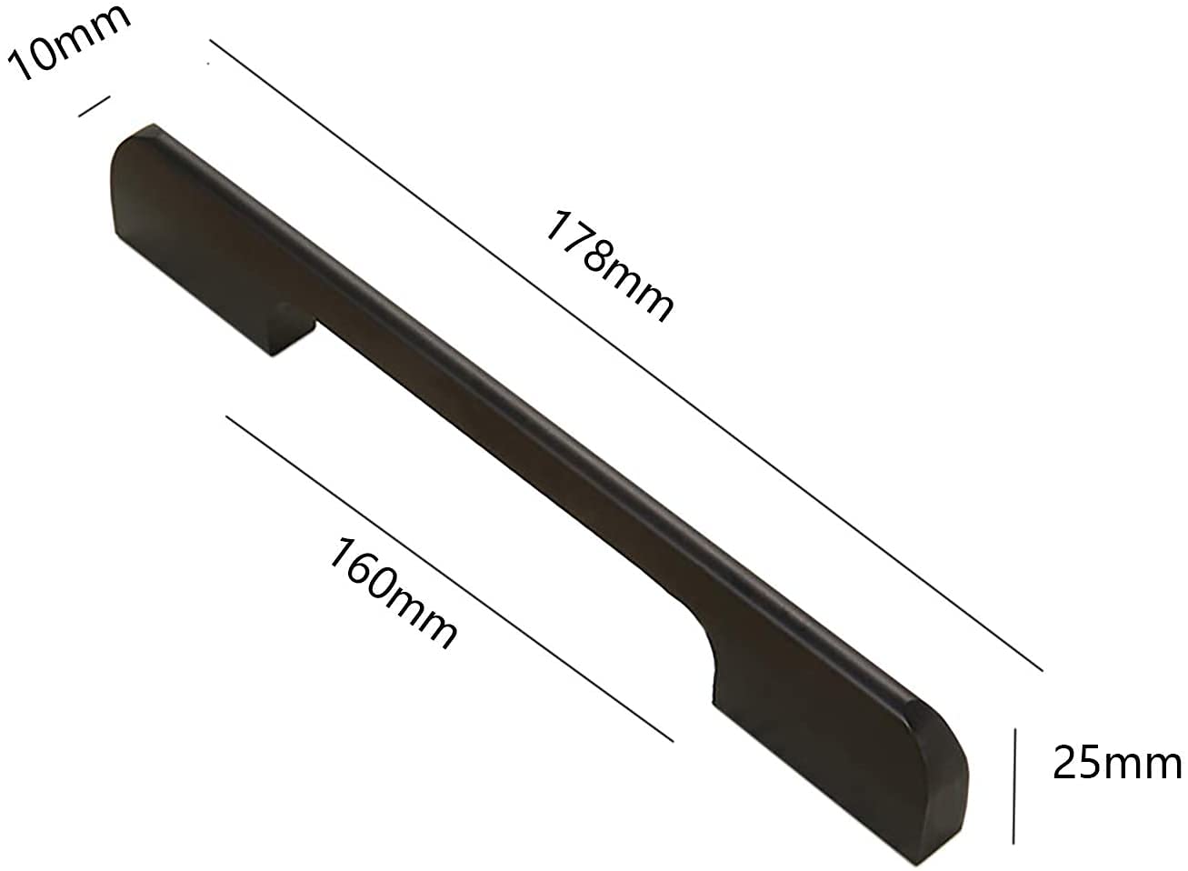 Kitchen Cabinet Handle Drawer Pull Handle T Bar Furniture Cupboard Handles Hole Centr 160mm, Black - Image 2