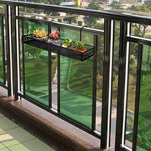 Chris.W Metal Succulent Planters Hanging Container Garden Mini Flower Pot Holder for Wall, Balcony, Patio or Porch Fence Railing Shelf Under 1.7” Wide Poolside Storage Basket(Black) by Chris-Wang - Used condition - Image 4