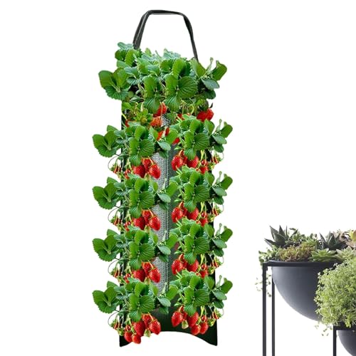 Bolsa de cultivo para macetas colgantes, bolsas de lona transpirable para macetas de fresas, paquete de macetas de tomates al revés, bolsa de cultivo para plantar tomates y fresas, bolsas de cultivo
