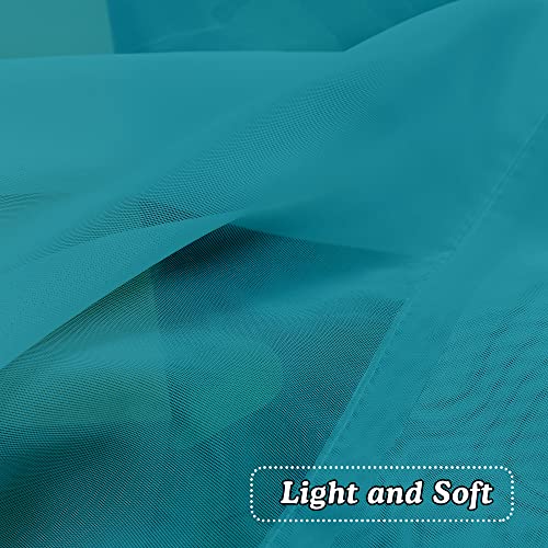 Image of OVZME 2 Panels Turquoise Semi Sheer Valance - Short Curtain Valances for Windows, Basement, Kitchen with Dual Rod Pocket (42 by 14 Inches Long)