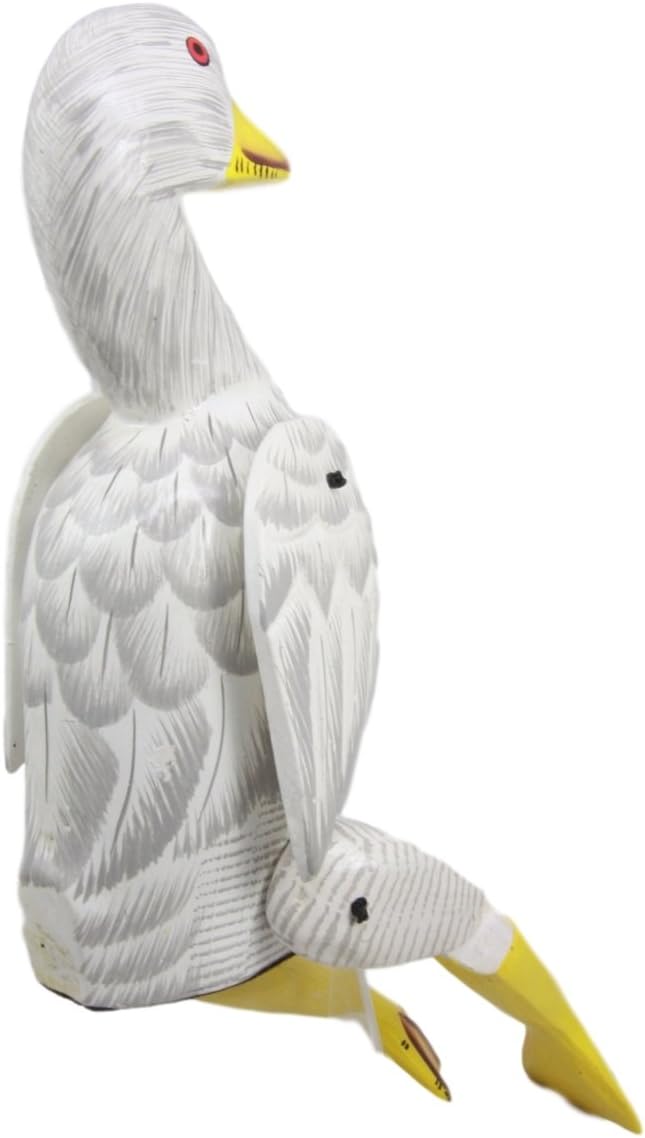 Balikraft Hand Made Wood Artisans "Wayang Bebek" White Lake Duck Decorative Puppet Shelf Sitter Figurine 14"H