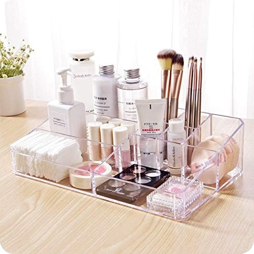 Image of Sooyee Clear Makeup Organizer,9 Spaces Vanity Organizer Cosmetic Display Cases for Lipstick,Makeup Brushes and Skin Care Products,Plastic Makeup Storage