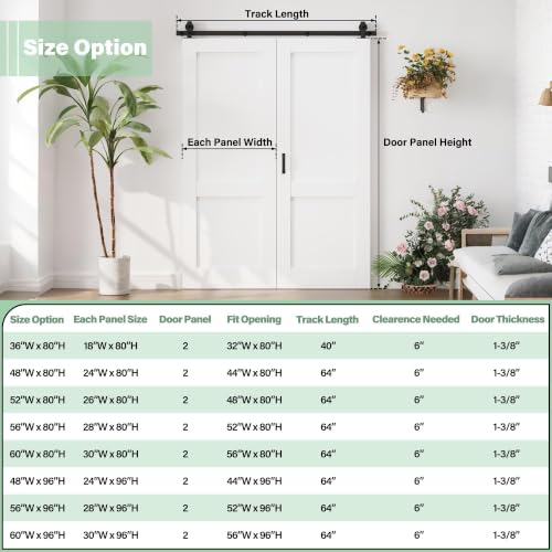 Image of Bifold Barn Door Slab 48 inchx80 inch with White Full Length Mirror & 64 inch Track Kit