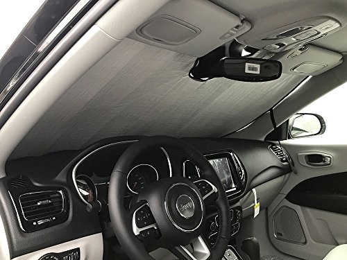 HeatShield, The Original Windshield Sun Shade, Custom-Fit for Jeep Compass SUV w/Sensor 2017, 2018, 2019, 2020, 2021, 2022, 2023 Silver Series