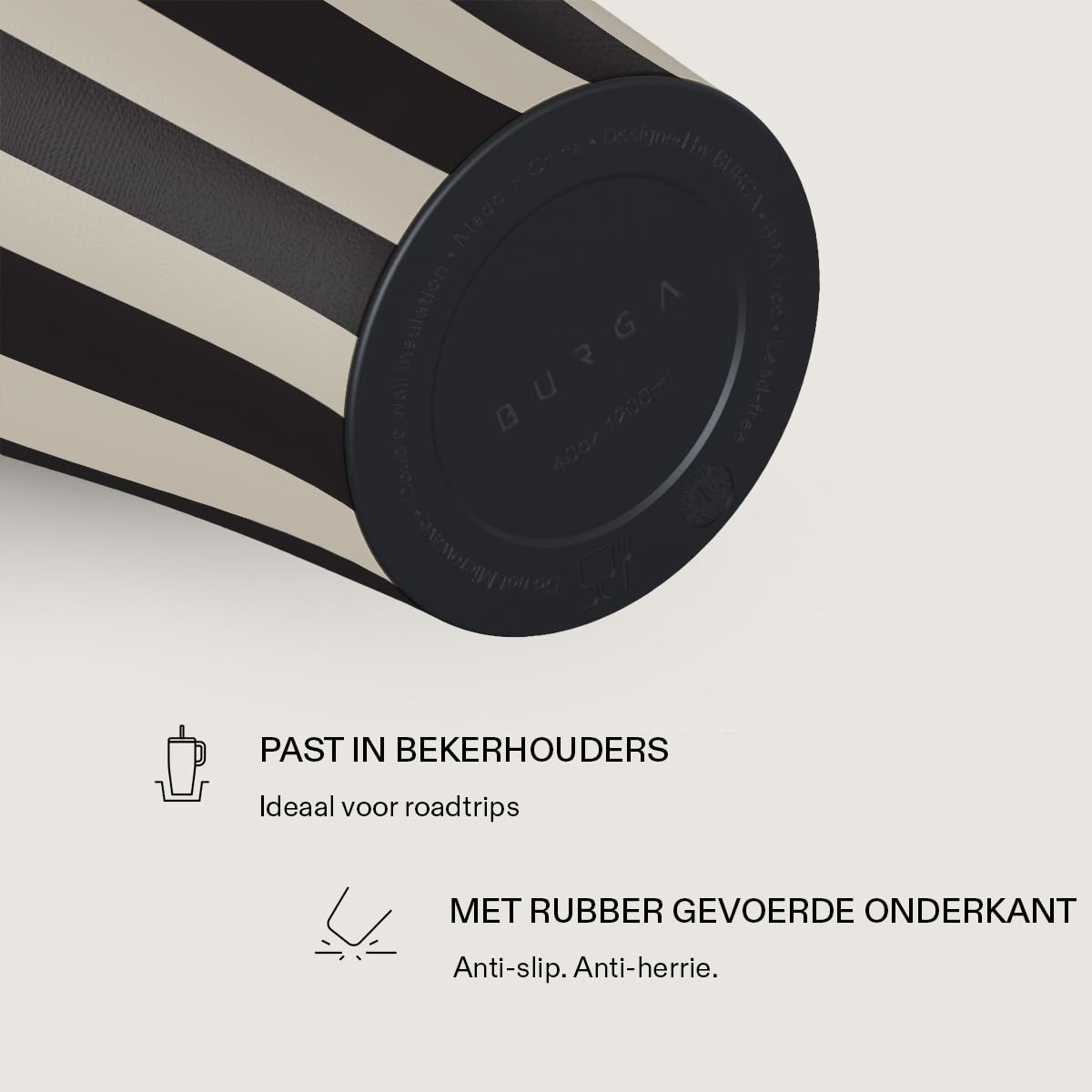BURGA Gobelet 1,2 L avec Poignée et Paille – Bouteille Isotherme Étanche, garde les boissons chaudes 12 h et froides toute la journée, compatible porte-gobelets, gobelet de voyage en acier inoxydable