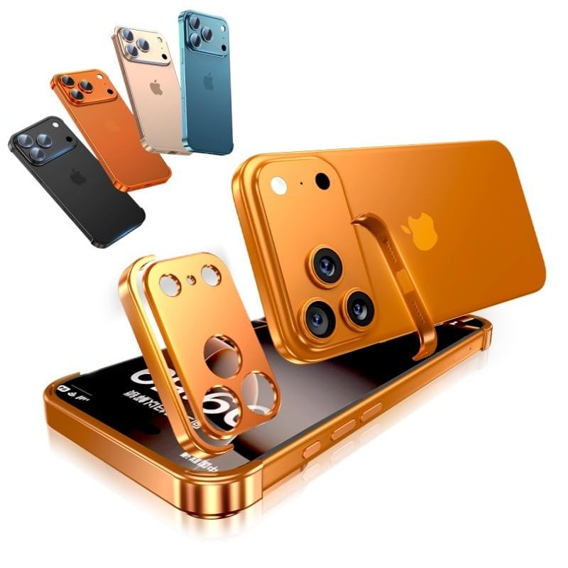 Coque iPhone 17 Pro orange en métal pour sécuriser vos photos en voyage et randonnée