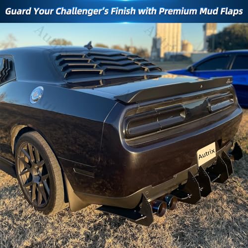 Image of Challenger Mud Flaps for 2015-2024 Dodge Challenger Splash Flaps Front & Rear Mud Guards Fender Accessories 4Pcs Matte Black