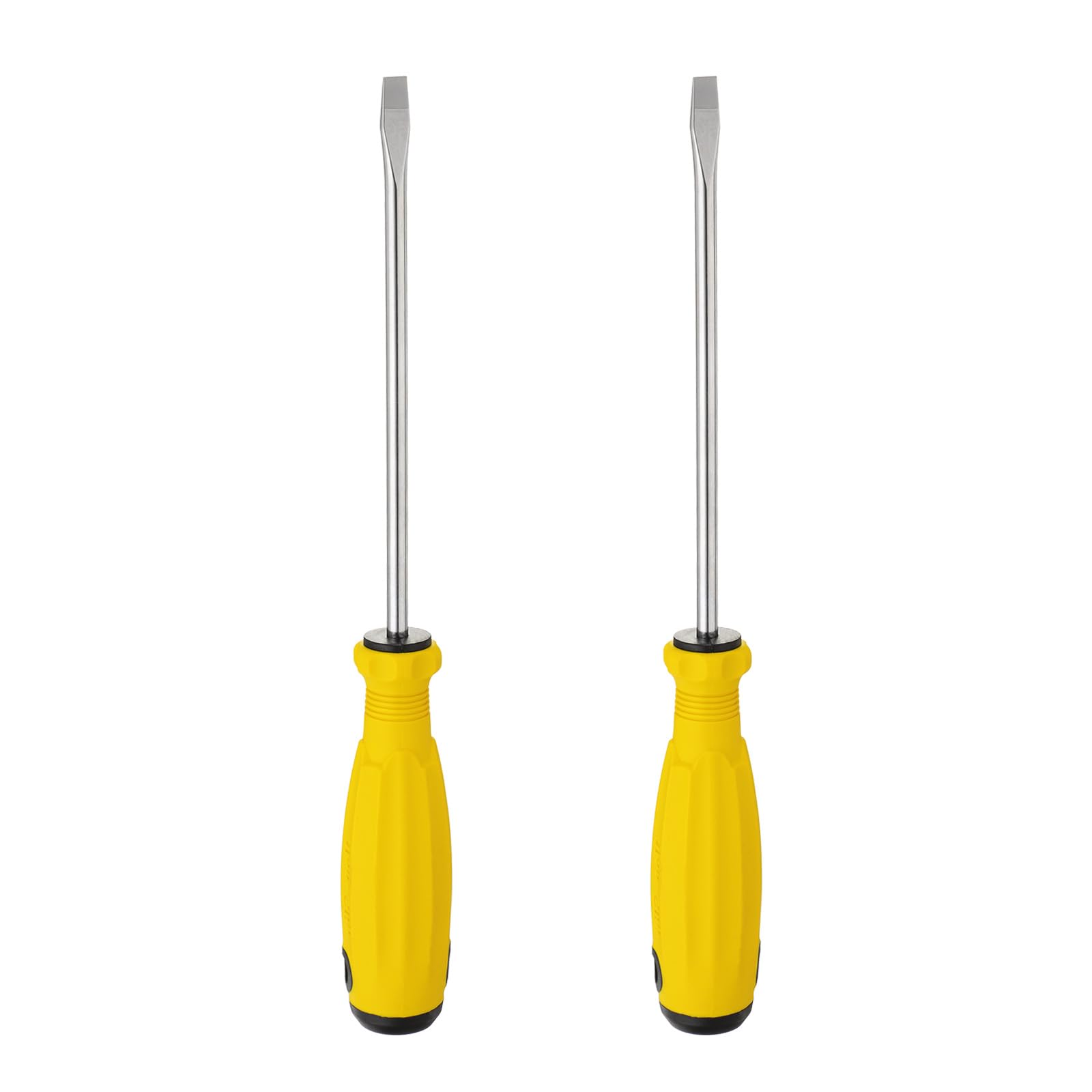 HARFINGTON 2pcs SL6 Flat Head Screwdriver 10.4" Magnetic Slotted Screwdrivers 5.9" CR-V with Ergonomic Handle for DIY Repairing, Yellow