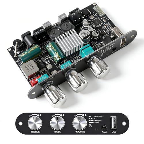 ZK-1001U Mono Amplifier Board 100W Bluetooth5.3 Amplifier with TPA3116D2 Chip Mini Amplifier with TWS Stereo Pairing Treble and Bass for Home Audio DIY Speakers Supports USB/AUX/BT Input DC 9-24V