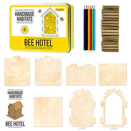 Gift Republic Gr890001 Handmade Habitats Personalised Bee Hotel Kit With 6-Pack Wooden Pencil Colours Orange/Black/Purple/Red/Green/Light Blue, Multicoloured #TOP1