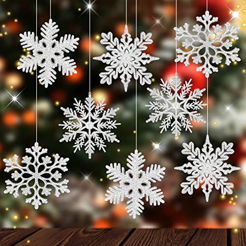 MIAHART 40er Pack Weihnachten Silber Schneeflocken Ornamente 4 Zoll...