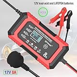 8A Car Battery Charger, 12V 8A LiFePO4 Battery Charger, Portable Battery Maintainer, Trickle Charger and Desulfator with 4 Charging Modes for Leisure, Lithium, Motorbike, Motorcycle Caravan Batteries - Image 6
