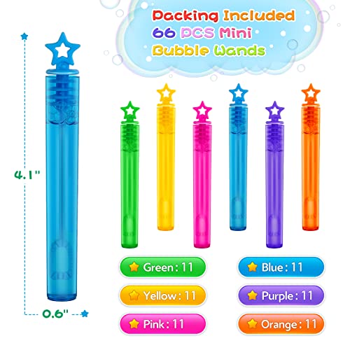 66 Pcs Mini Bubble Wands In 6 Colors, Bulk Party Favors For Kids, Themed Birthday, Christmas, New Year, Valentine, Carnival, School Classroom Prizes For Boys & Girls, Ideal Goodies Bags Stuffers #TOP3