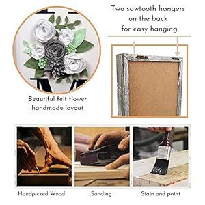 Besuerte HOME Sign Wall Decor Modern Farmhouse Hanging Wall Art Plaque Gallery with Felt Flower for Letter O for Living Room Entry Dining Room Decor Rustic Brown