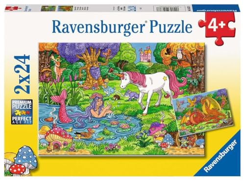 Ravensburger - Puzzle: Bosque Mágico, Puzzle 4 Años o Más, Puzles Niños 4 Años, Rompecabezas Niños, Puzzle, Regalo Niño 4 Años, 2 Puzzles x 24 Piezas, Medida Puzzle 26x18cm