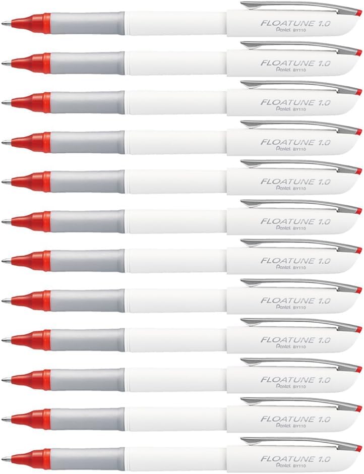 Pentel Floatune Rollerball, 1.0mm Bold Point, Red Ink, Box of 12 (BY110-B)