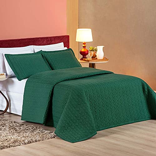 Kit Cobre Leito Roma King Dupla Face Micropercal 200 Fios Liso 3 Peças - Verde Esmeralda